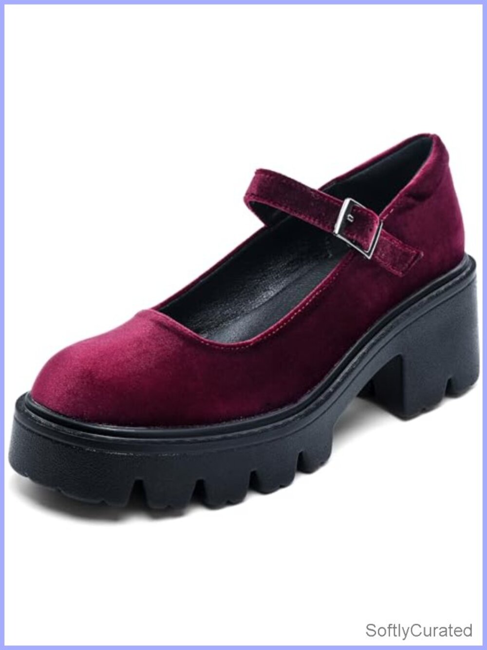 Platform Mary Jane Heels Chunky Round Toe PU Dress Shoes Women